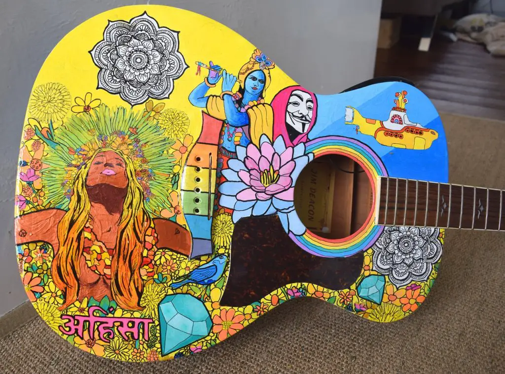hidden gems in Goa, painted guitar, guitar, music