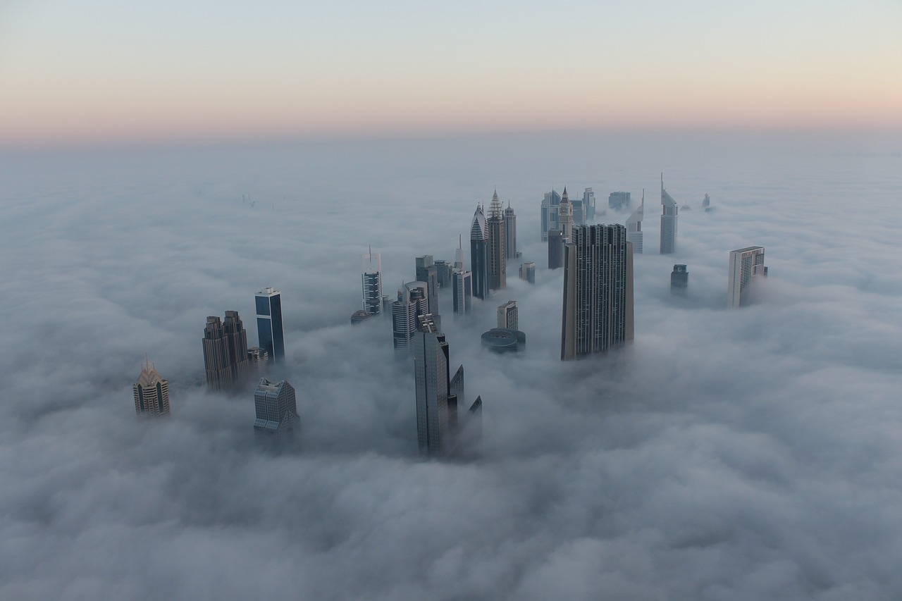 hidden gems in Dubai, Dubai skyscraper, clouds, skyscraper among clouds