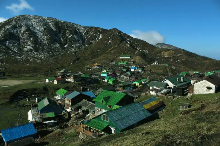 nathang valley, homes on hills, silk route sikkim