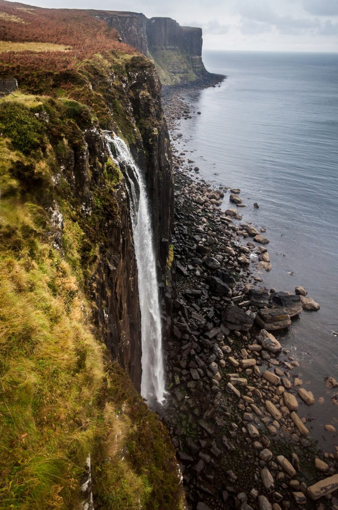2 day Isle of Skye itinerary. This is an image of the Kilt Rock and Melt Falls.