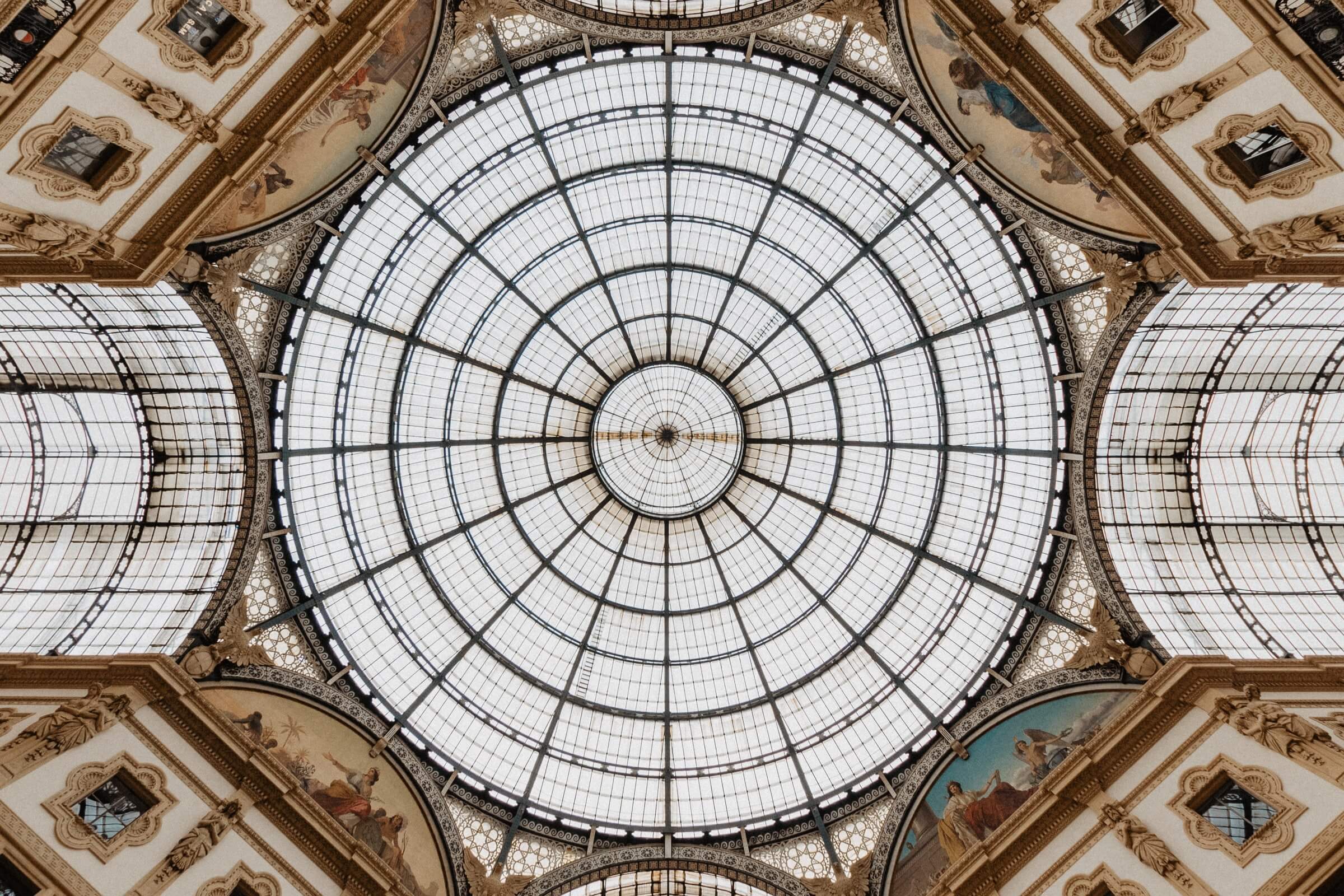 2 days in Milan, Milan, Italy, Galleria Vittorio II, symmetrical windows, shopping street in Milan
