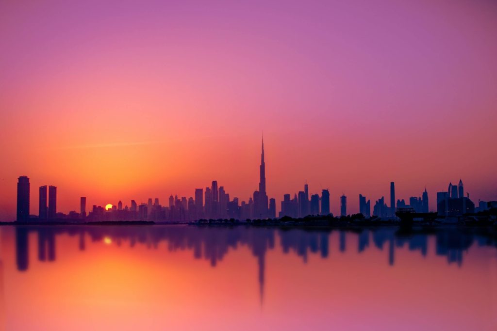 2 days in Dubai, Dubai Skyline, Dubai skyline sunset, reflection of Dubai skyline