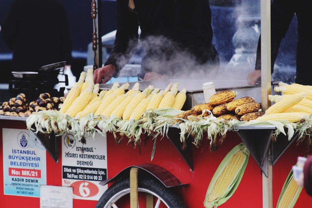 grilled corn, Turkish street food