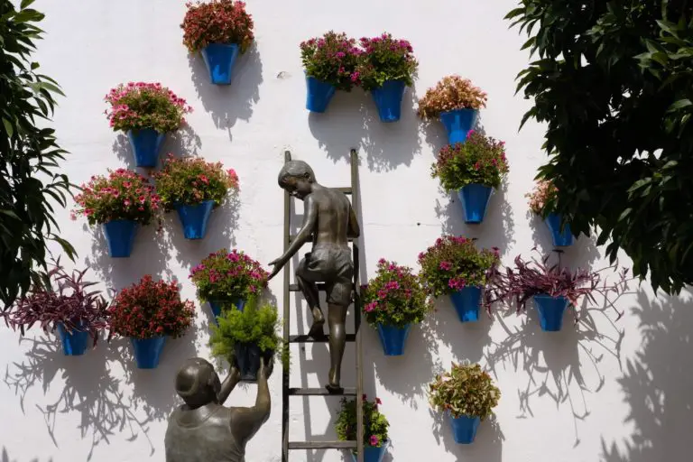 1 day in Cordoba, flowers, boy statue