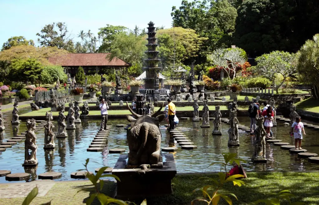 7 days in Bali itinerary, Tirta Gangga, larger pond at Tirta Gangga filled with koi fishes and stepping stones, Bali, Indonesia