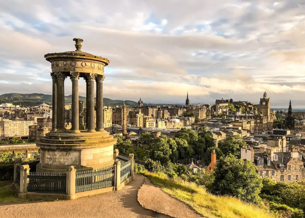 An image of Carlton Hill at sunset, 24 hours in Edinburgh