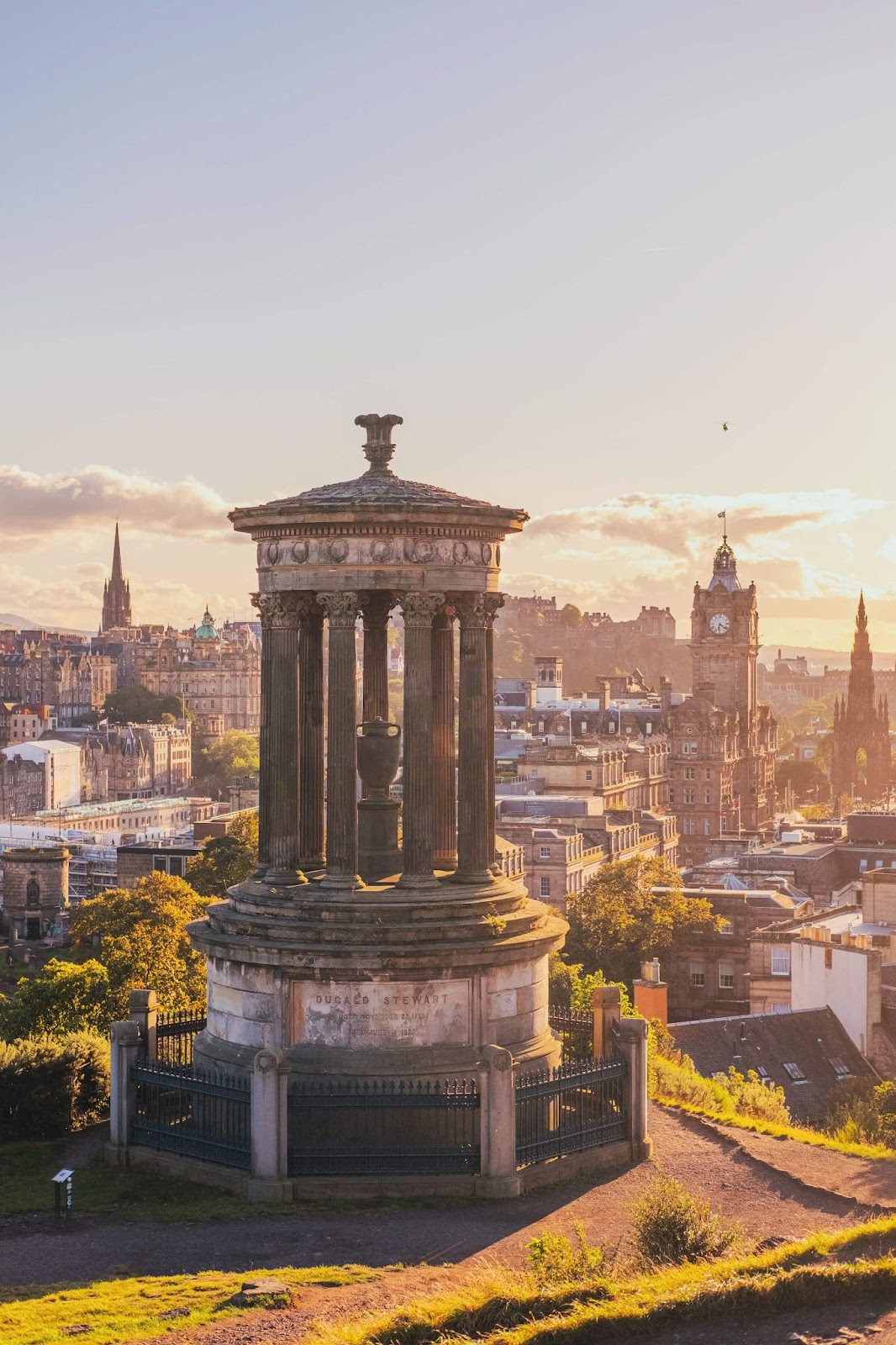 24 hours in Edinburgh. This is an image of the Dugald Stewart Monument at Carlton Hill in Edinburgh.